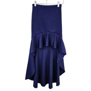 Masked Queen Shoulderless High Low Ruffle Midnight Blue Formal Skirt Size Small